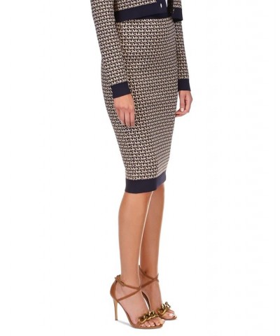 Women's Metallic Logo Sweater Pencil Skirt Multi $62.10 Skirts