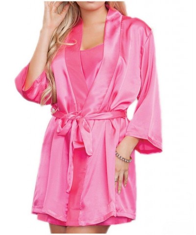 Women's Ultra Soft Satin Lounge and Poolside Robe Fuchsia $26.45 Lingerie