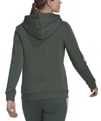 Women's 3-Stripe Cotton Fleece Full-Zip Sweatshirt Green $30.80 Sweatshirts