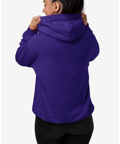 Women's Hooded Word Art Guitar Head Music Genres Sweatshirt Top Purple $25.20 Sweatshirts