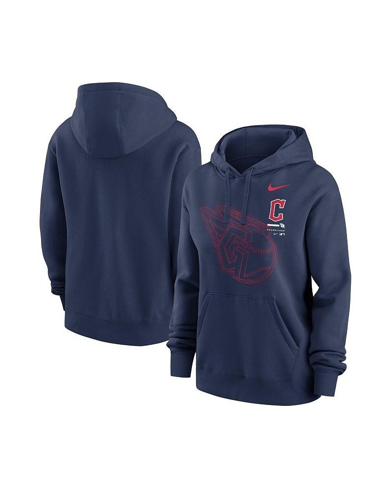 Women's Navy Cleveland Guardians Big Game Pullover Hoodie Navy $34.85 Sweatshirts