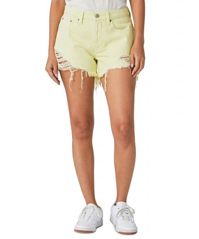 Women's Mid-Rise Distressed Shorts Shadow Lime $37.37 Shorts