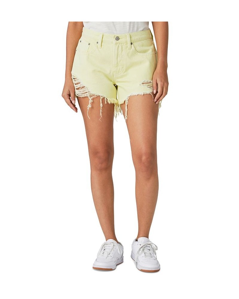 Women's Mid-Rise Distressed Shorts Shadow Lime $37.37 Shorts