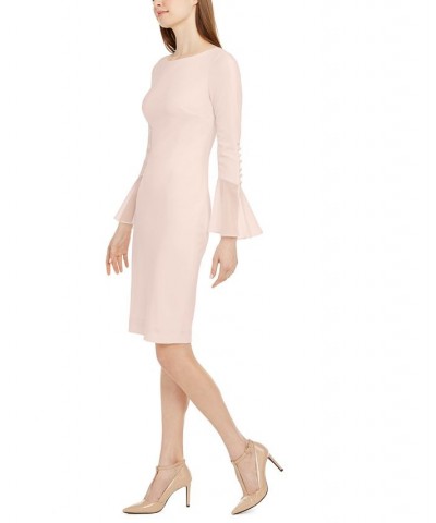 Chiffon-Bell-Sleeve Sheath Dress Tan/Beige $40.99 Dresses