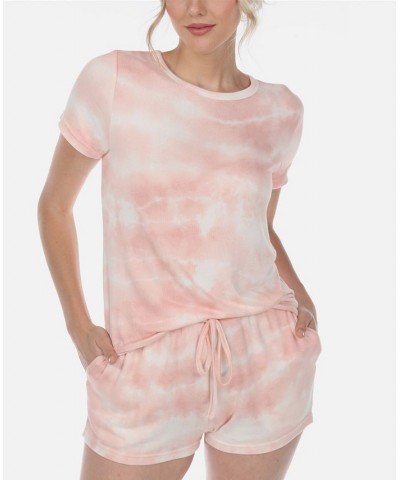 Women's 2 Piece Top Shorts Lounge Set Pink $29.12 Sleepwear