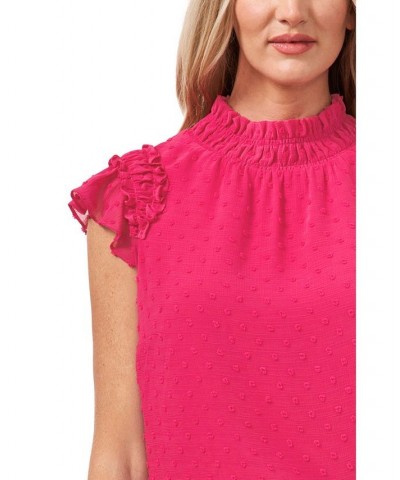 Women's Ruffled Flutter Sleeve Blouse Pink $14.40 Tops