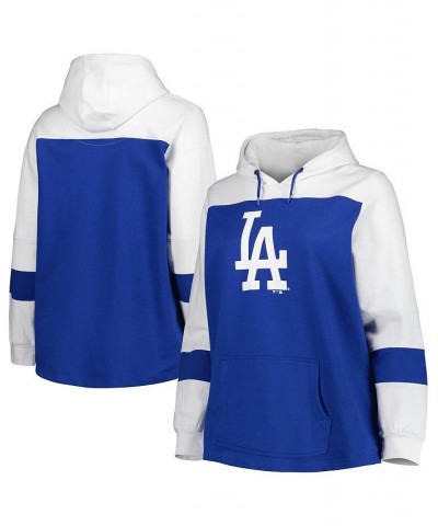 Women's Royal Los Angeles Dodgers Plus Size Colorblock Pullover Hoodie Royal $40.49 Sweatshirts