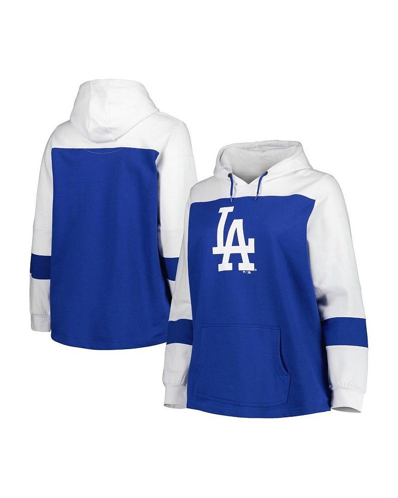 Women's Royal Los Angeles Dodgers Plus Size Colorblock Pullover Hoodie Royal $40.49 Sweatshirts