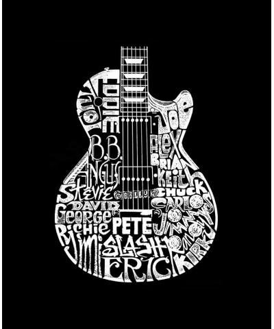 Women's Word Art Rock Guitar Head T-Shirt Black $20.99 Tops