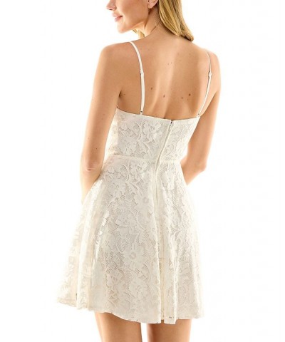 Juniors' Lace Skater Dress Ivory $32.43 Dresses