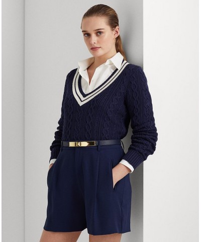 Women's Cable-Knit Cricket Sweater Regular & Petite Blue $71.30 Sweaters