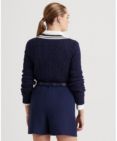 Women's Cable-Knit Cricket Sweater Regular & Petite Blue $71.30 Sweaters