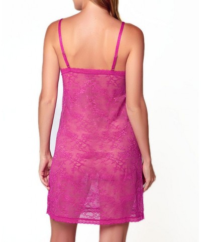 Women's Naomi Allover Lace Very Sheer Chemise Fuchsia $25.22 Lingerie