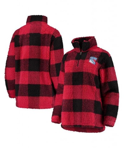 Women's Black Red New York Rangers Plaid Sherpa Quarter-Zip Jacket Black, Red $48.44 Jackets