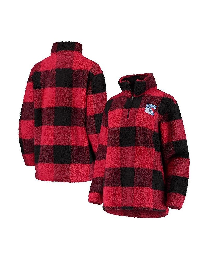 Women's Black Red New York Rangers Plaid Sherpa Quarter-Zip Jacket Black, Red $48.44 Jackets