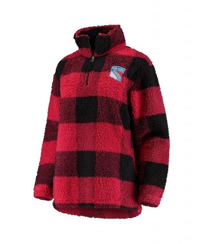 Women's Black Red New York Rangers Plaid Sherpa Quarter-Zip Jacket Black, Red $48.44 Jackets