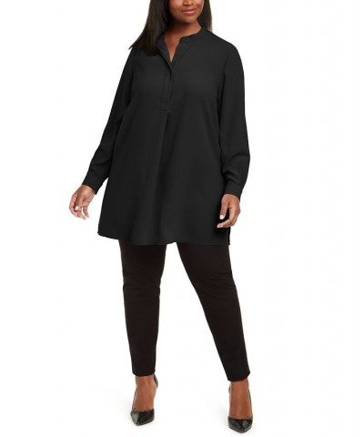 Plus Size Longer Length Nehru Tunic Anne Black $35.70 Tops