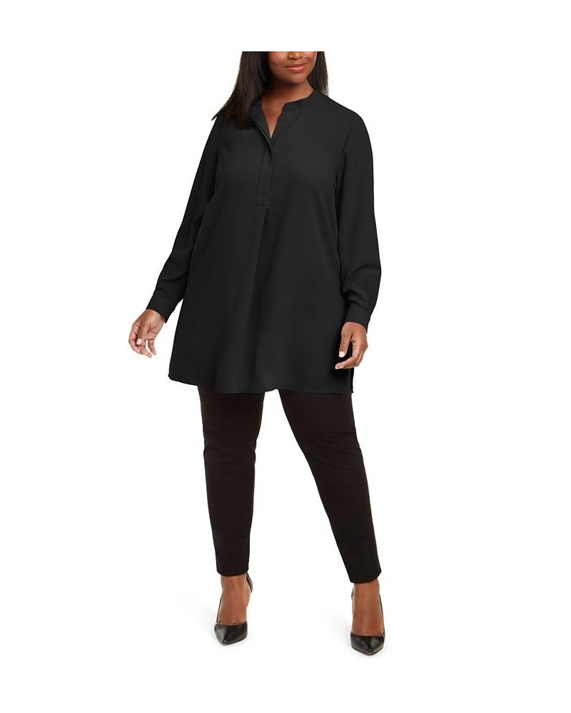 Plus Size Longer Length Nehru Tunic Anne Black $35.70 Tops