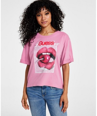 Women's Eco Cherry Graphic Short-Sleeve T-Shirt Pink $21.56 Tops