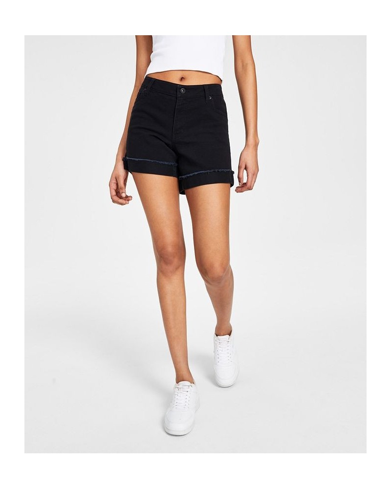 Juniors Frayed Cuff Shorts Black $10.75 Shorts