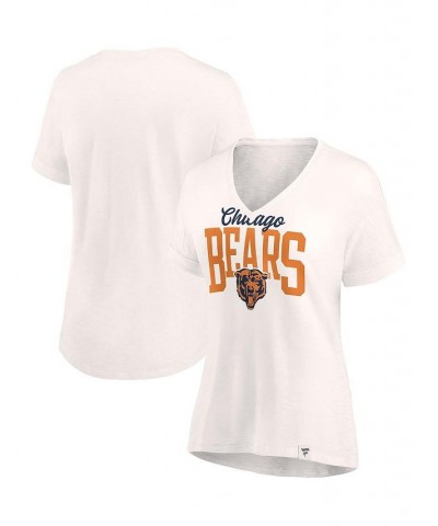 Women's Branded Oatmeal Chicago Bears Motivating Force V-Neck T-shirt Tan/Beige $25.64 Tops