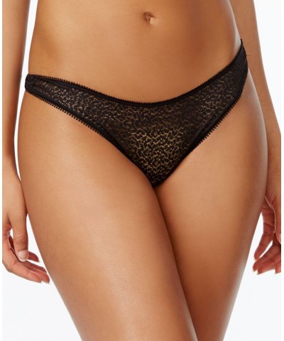 Modern Lace Satin-Trim Thong Underwear DK5013 Black $9.57 Underwears