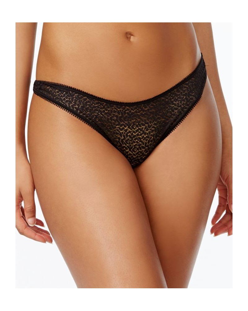 Modern Lace Satin-Trim Thong Underwear DK5013 Black $9.57 Underwears