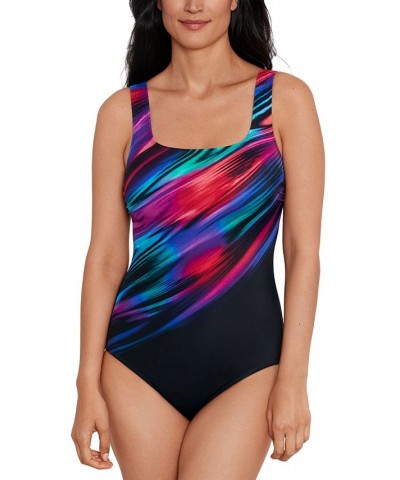 Shape Solver Sport for Women's Ocean Motion Scoop-Neck One-Piece Swimsuit Multi $53.10 Swimsuits