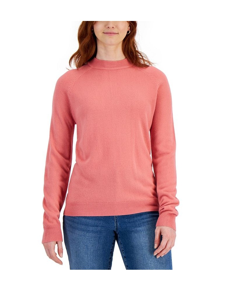 Women's Zip-Back Mock-Neck Sweater Pink Ice $10.52 Sweaters