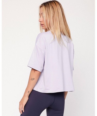 Cozy Boxy Tee Short Sleeve for Women Purple $27.20 Tops