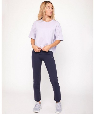 Cozy Boxy Tee Short Sleeve for Women Purple $27.20 Tops