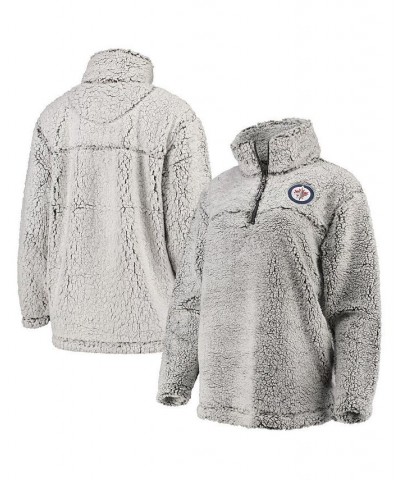 Women's Gray Winnipeg Jets Sherpa Quarter-Zip Pullover Jacket Gray $32.12 Jackets