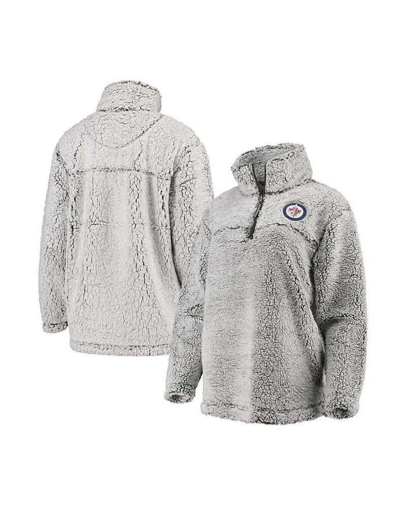 Women's Gray Winnipeg Jets Sherpa Quarter-Zip Pullover Jacket Gray $32.12 Jackets