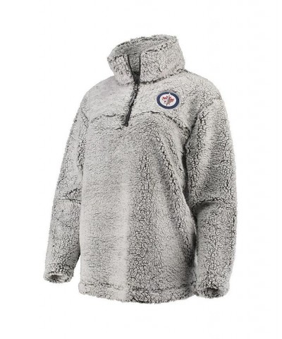 Women's Gray Winnipeg Jets Sherpa Quarter-Zip Pullover Jacket Gray $32.12 Jackets