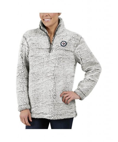 Women's Gray Winnipeg Jets Sherpa Quarter-Zip Pullover Jacket Gray $32.12 Jackets