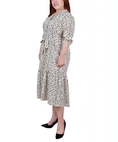 Plus Size Tiered Dress with Belt Pristine, Black Icemoon $19.92 Dresses