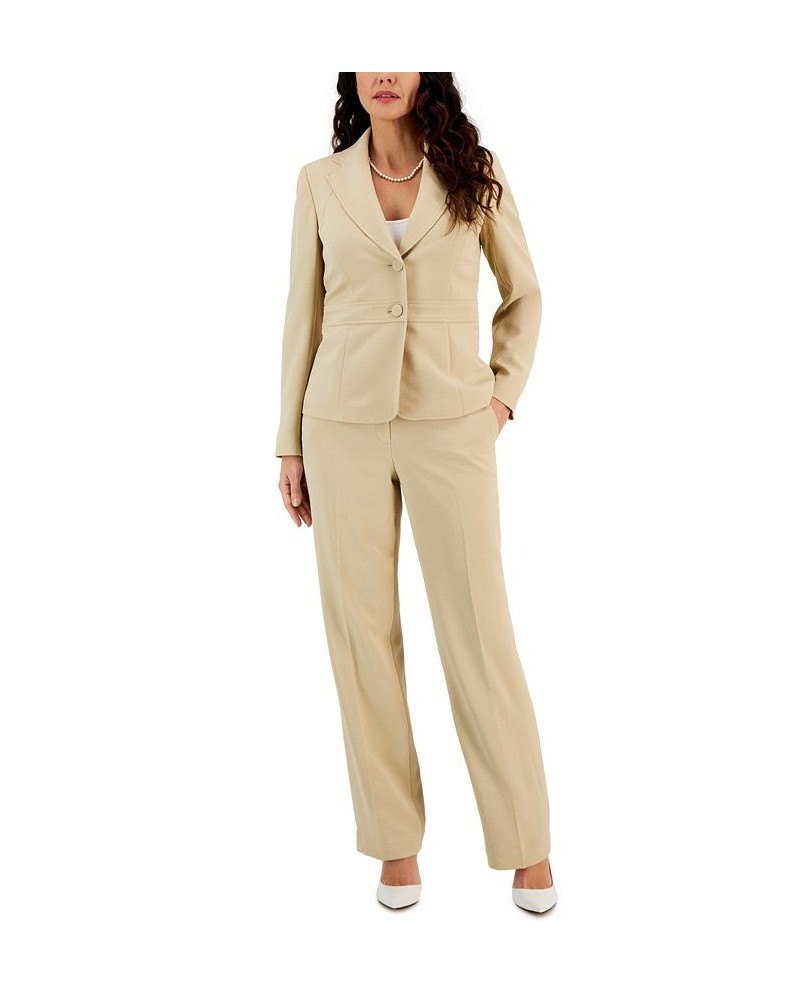 Crepe Two-Button Blazer & Pants Regular and Petite Sizes Tan/Beige $86.95 Suits