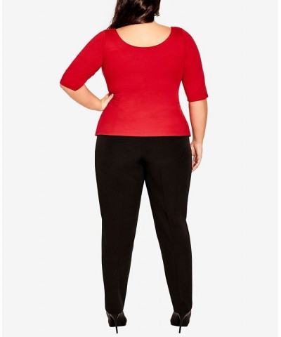 Trendy Plus Size Vintage-Like 3/4 Top Red $37.26 Tops