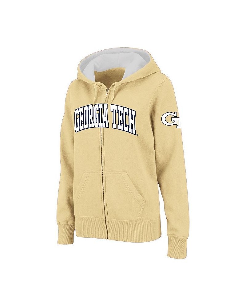 Women's Stadium Athletic Gold Georgia Tech Yellow Jackets Arched Name Full-Zip Hoodie Gold $34.44 Sweatshirts