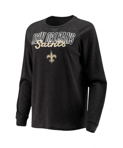 Women's Black New Orleans Saints Meter Knit Long Sleeve Raglan Top and Shorts Sleep Set Black $28.70 Pajama