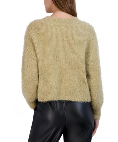 Women's Fuzzy Pullover Crewneck Sweater Tan/Beige $30.77 Sweaters