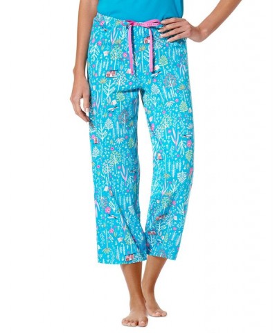 Women's Fun Time Forest Capri Pajama Pants Enamel Blue $19.72 Sleepwear