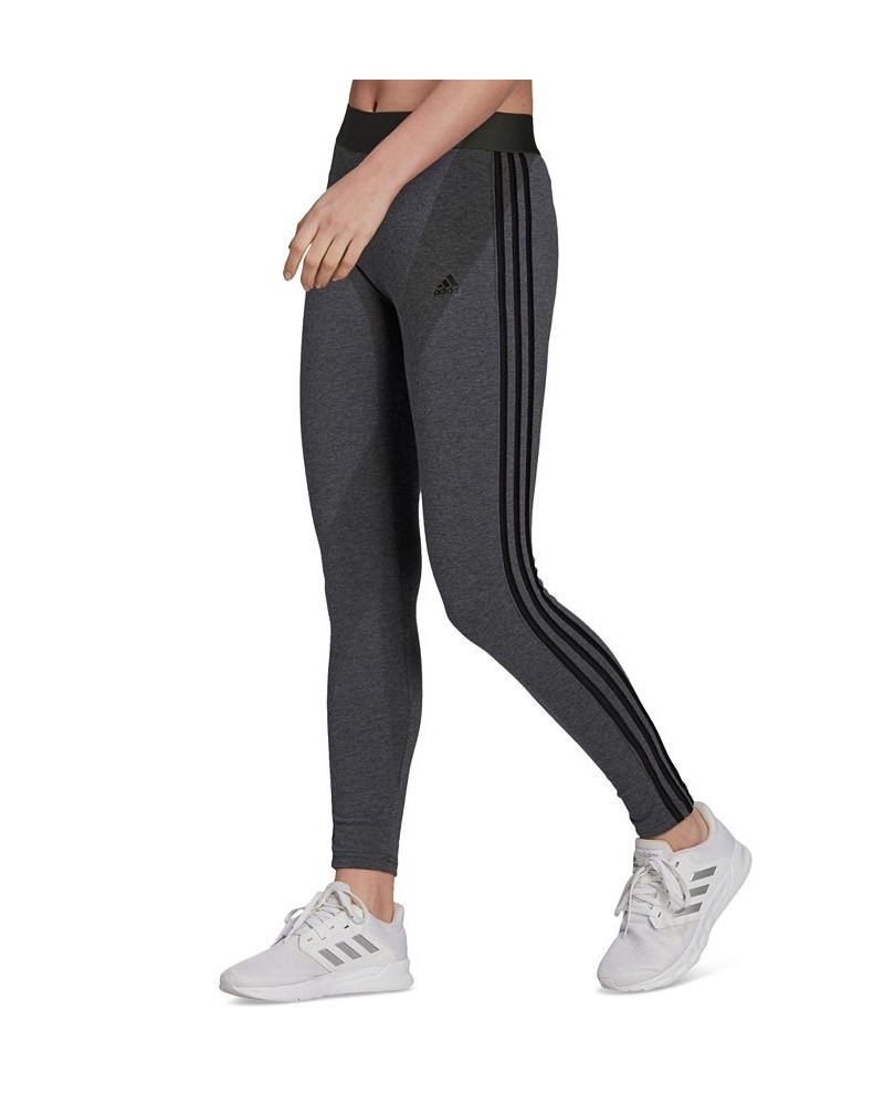 Women's Essentials 3-Stripe Full Length Cotton Leggings XS-4X Dark Grey Heather/black $17.20 Pants