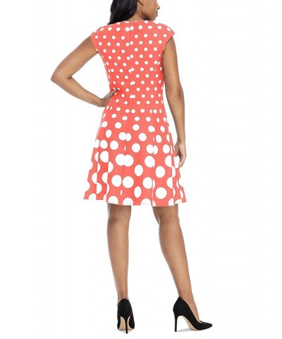 Women's Printed Fit & Flare Dress Orange $46.53 Dresses