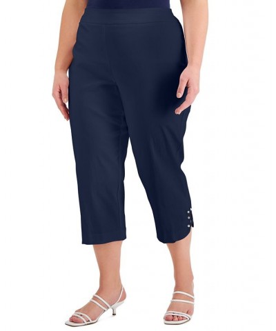 Plus Size Lattice-Hem Capri Pants Intrepid Blue $20.67 Pants