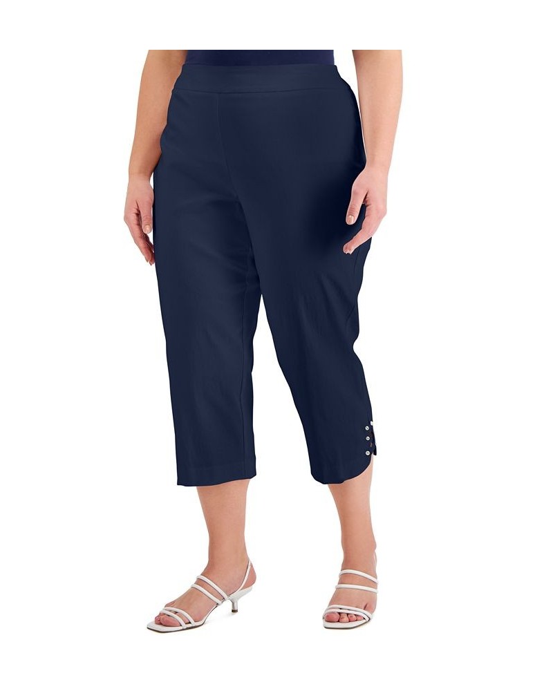 Plus Size Lattice-Hem Capri Pants Intrepid Blue $20.67 Pants