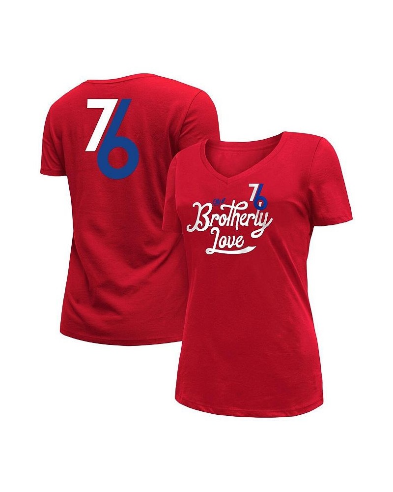 Women's Red Philadelphia 76ers 2022/23 City Edition V-Neck T-shirt Red $22.09 Tops