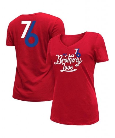 Women's Red Philadelphia 76ers 2022/23 City Edition V-Neck T-shirt Red $22.09 Tops