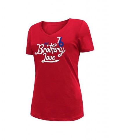 Women's Red Philadelphia 76ers 2022/23 City Edition V-Neck T-shirt Red $22.09 Tops