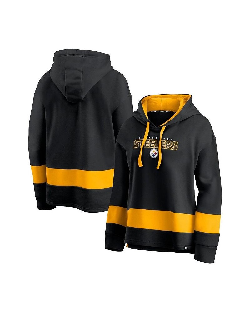 Women's Branded Black and Gold Pittsburgh Steelers Colors of Pride Colorblock Pullover Hoodie Black, Gold $30.10 Sweatshirts